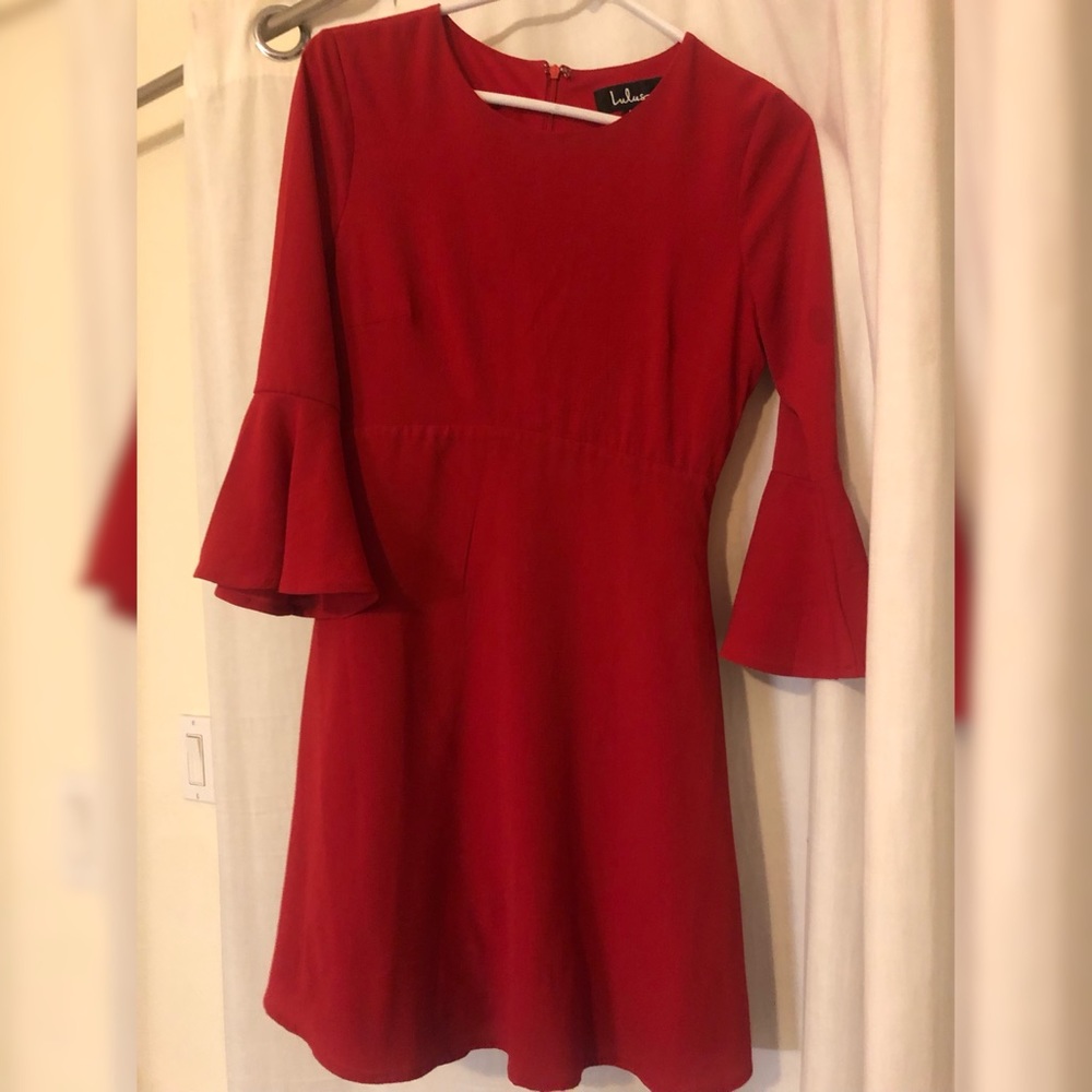 Lulus long sleeve mini dress - red